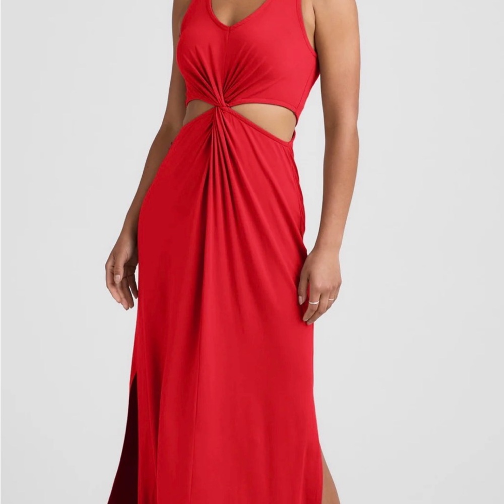 Beyond Yoga Maxi Around The World Front Twist Dress - Candy Apple Red XL NWT
